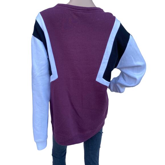 PINK Victoria's Secret Colorblock Crewneck Sweatshirt M Maroon & White Pullover - Picture 5 of 6